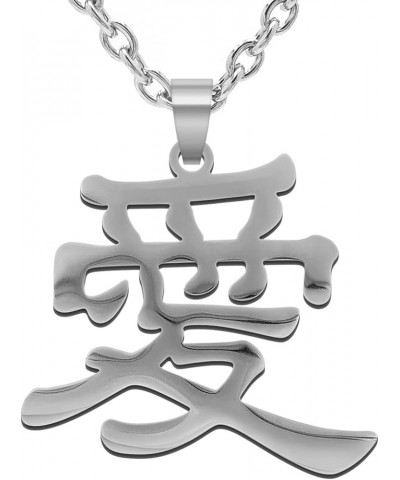 Love Kanji Necklace for Men Women Japanese Stainless Steel Gaara Pendant Chain Necklaces Love W2 $9.03 Necklaces