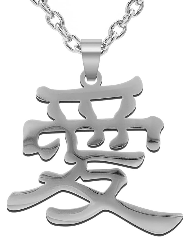 Love Kanji Necklace for Men Women Japanese Stainless Steel Gaara Pendant Chain Necklaces Love W2 $9.03 Necklaces