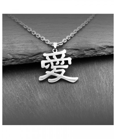 Love Kanji Necklace for Men Women Japanese Stainless Steel Gaara Pendant Chain Necklaces Love W2 $9.03 Necklaces