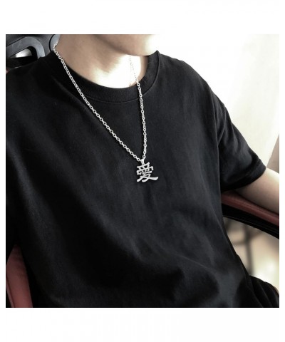 Love Kanji Necklace for Men Women Japanese Stainless Steel Gaara Pendant Chain Necklaces Love W2 $9.03 Necklaces