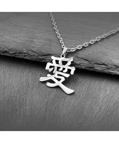 Love Kanji Necklace for Men Women Japanese Stainless Steel Gaara Pendant Chain Necklaces Love W2 $9.03 Necklaces