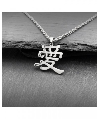 Love Kanji Necklace for Men Women Japanese Stainless Steel Gaara Pendant Chain Necklaces Love W2 $9.03 Necklaces