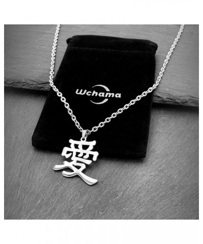 Love Kanji Necklace for Men Women Japanese Stainless Steel Gaara Pendant Chain Necklaces Love W2 $9.03 Necklaces