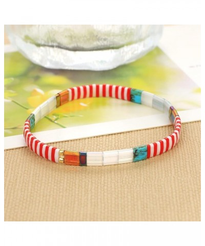 Tila Colorful Stretch Bracelets Crystal Tile with Enameled Friendship Bracelets Handmade Cuffs Jewelry Gift for Women Color-0...