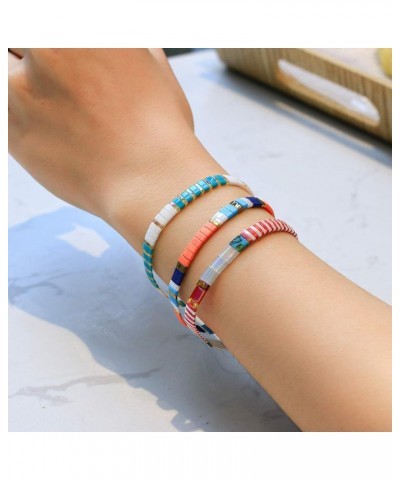 Tila Colorful Stretch Bracelets Crystal Tile with Enameled Friendship Bracelets Handmade Cuffs Jewelry Gift for Women Color-0...