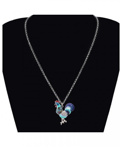 Enamel Metal Farm Lover Chicken Rooster Necklace Pendant Fashion Jewelry For Women Gift Turquoise $8.95 Necklaces