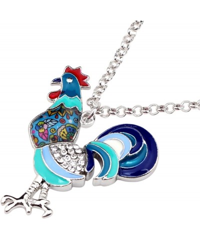 Enamel Metal Farm Lover Chicken Rooster Necklace Pendant Fashion Jewelry For Women Gift Turquoise $8.95 Necklaces