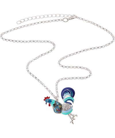 Enamel Metal Farm Lover Chicken Rooster Necklace Pendant Fashion Jewelry For Women Gift Turquoise $8.95 Necklaces