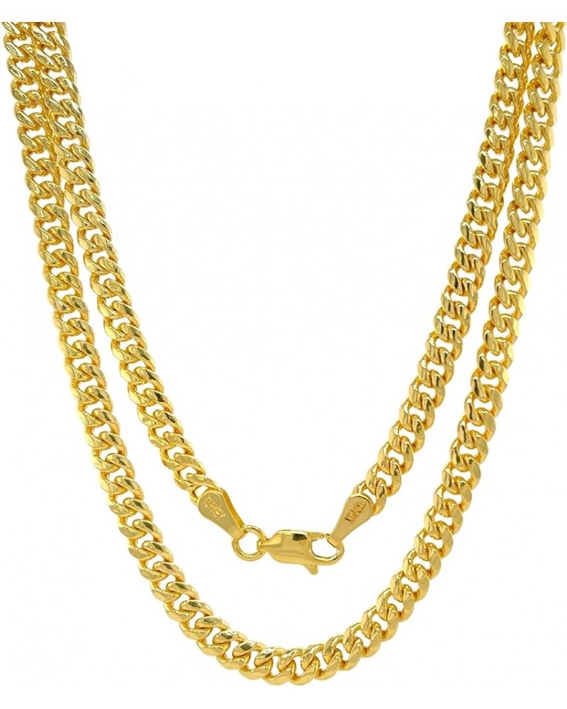 14K Gold Miami Cuban Link Chain Men - 1.85mm 2.15mm 2.85mm 3.85mm 4.4mm 5.35mm Diamond Cut Thick Cuban Curb Chain - Yellow Re...