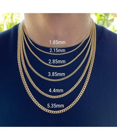 14K Gold Miami Cuban Link Chain Men - 1.85mm 2.15mm 2.85mm 3.85mm 4.4mm 5.35mm Diamond Cut Thick Cuban Curb Chain - Yellow Re...