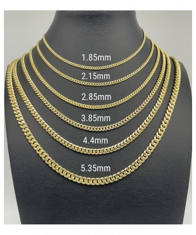 14K Gold Miami Cuban Link Chain Men - 1.85mm 2.15mm 2.85mm 3.85mm 4.4mm 5.35mm Diamond Cut Thick Cuban Curb Chain - Yellow Re...