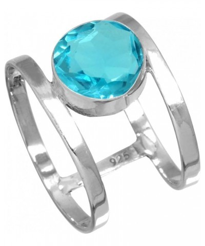 925 Sterling Silver Statement Ring for Women 10 MM Round Gemstone Handmade Jewelry for Gift (99140_R) Blue Quartz $14.80 Rings