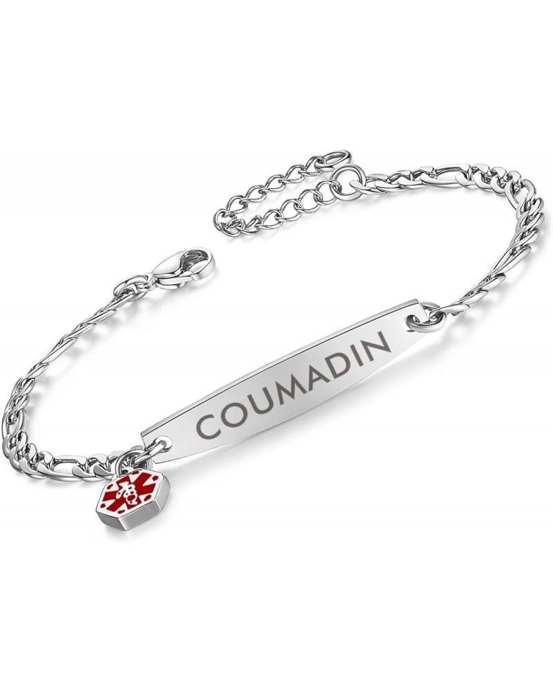 Medical id bracelets for women 7-8.5 inch Fashion Rose gold Medical alert ID bracelets Silver coumadin $14.49 Bracelets