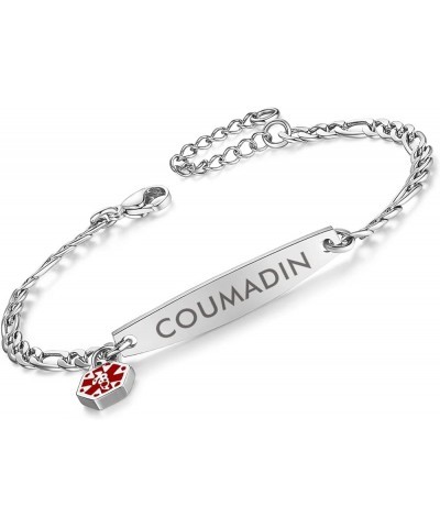 Medical id bracelets for women 7-8.5 inch Fashion Rose gold Medical alert ID bracelets Silver coumadin $14.49 Bracelets