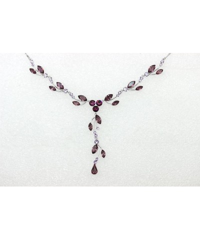 Gorgeous Rhinestone Crystal Floral Necklace Earrings Set Purple $18.81 Jewelry Sets