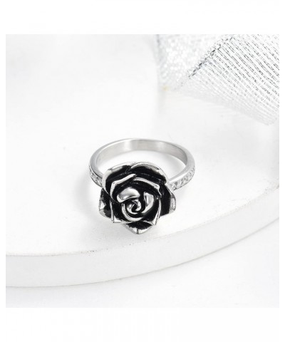 Cremation Ring for Ashes for Women Girls Rose Flower Urn Rings Memorial Jewelry Human Pet Stainless Steel Ash Holder Loved On...