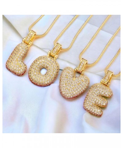 Bubble Letter Necklace Gold For Women, Colorful Pendant Balloon Initial Zirconia Inlaid 18k Gold Plated Statement Teen Girls ...