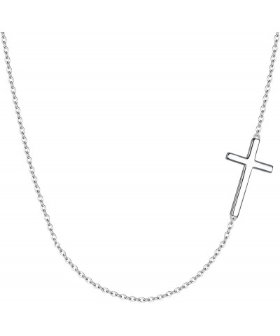 925 Sterling Silver Simple Sideways Cross Pendant Choker Necklace Birthday/Mothers Day/Valentines Day/Christmas Jewelry Gift ...