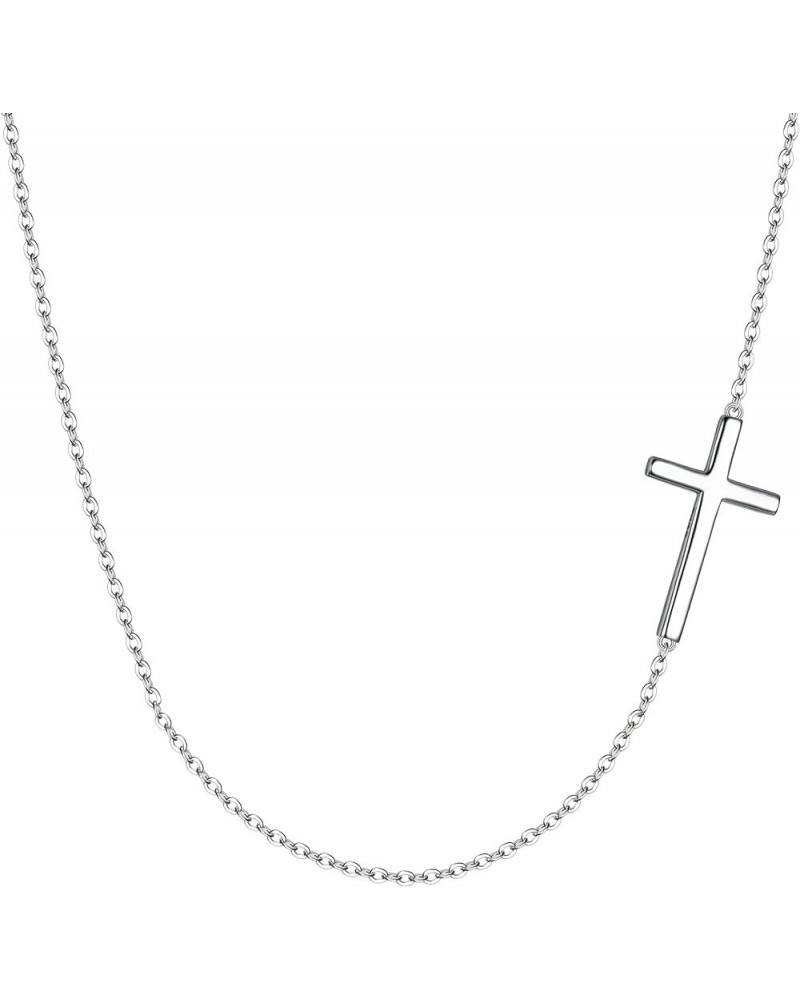 925 Sterling Silver Simple Sideways Cross Pendant Choker Necklace Birthday/Mothers Day/Valentines Day/Christmas Jewelry Gift ...