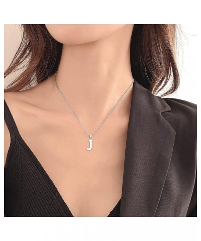 Initial A-Z Letter Necklace Sterling Silver Polished Capital Letter Pendant Jewelry for Women Letter-J $24.75 Necklaces