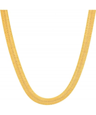 5mm Flexible Herringbone Chain Necklace 24k Real Gold Plated 22 inches Gold $35.98 Necklaces