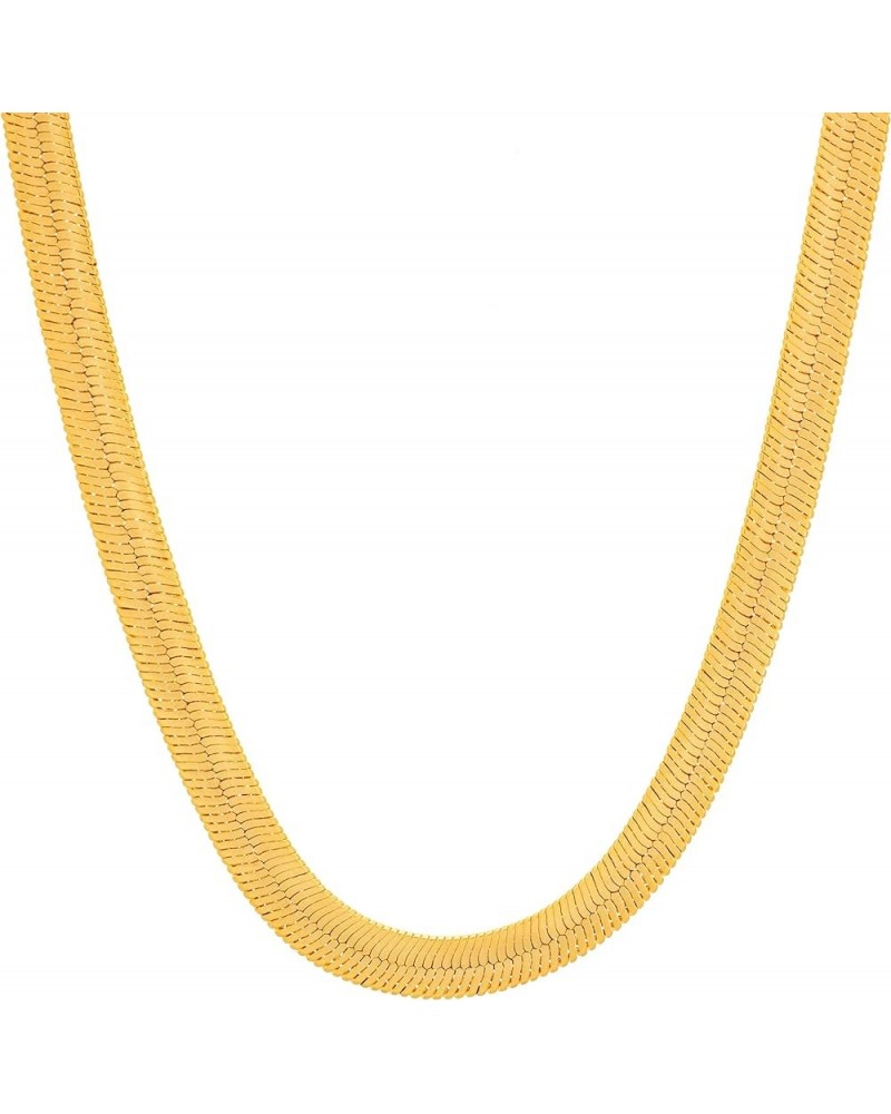 5mm Flexible Herringbone Chain Necklace 24k Real Gold Plated 22 inches Gold $35.98 Necklaces