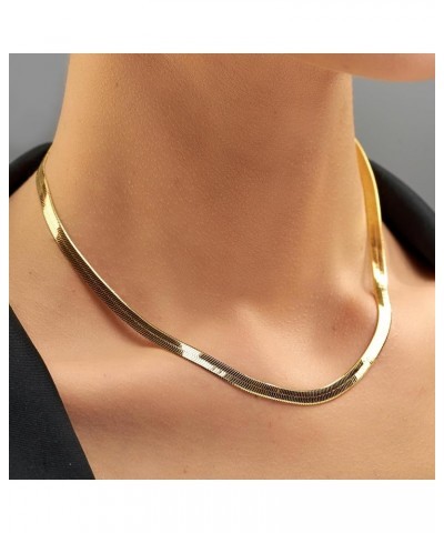 5mm Flexible Herringbone Chain Necklace 24k Real Gold Plated 22 inches Gold $35.98 Necklaces