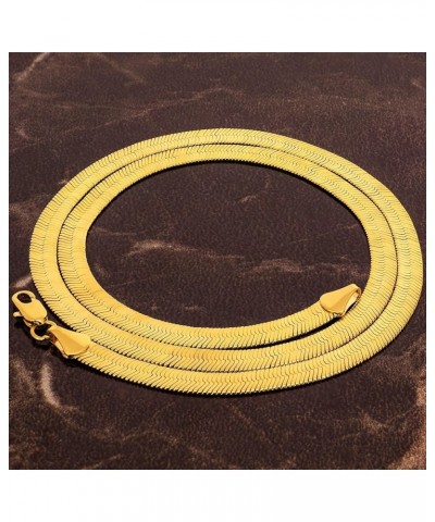 5mm Flexible Herringbone Chain Necklace 24k Real Gold Plated 22 inches Gold $35.98 Necklaces