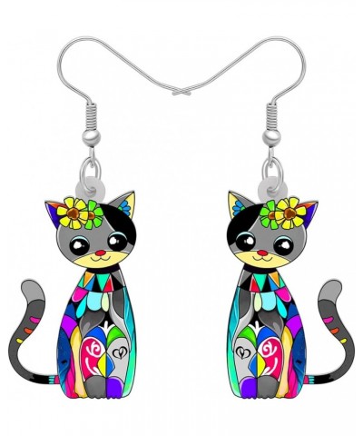 Acrylic Drop Dangle Sweet Cat Earrings Jewelry For Women Girls Kids Gift Charms accessories Gray $7.53 Earrings