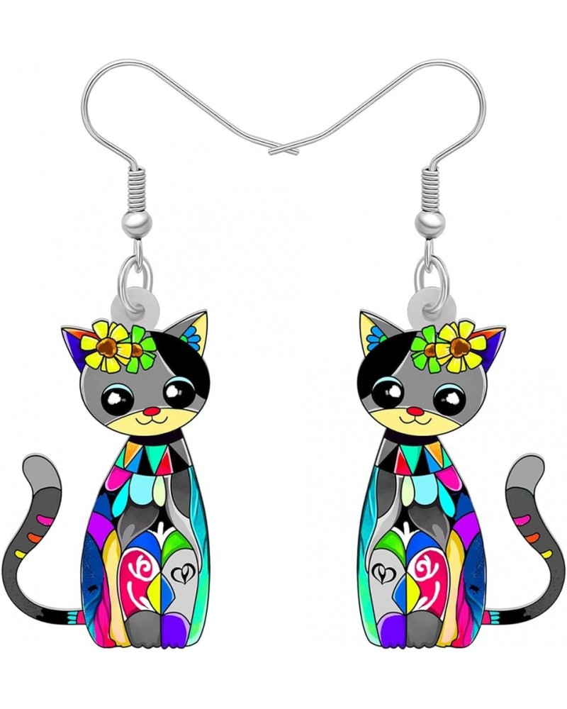 Acrylic Drop Dangle Sweet Cat Earrings Jewelry For Women Girls Kids Gift Charms accessories Gray $7.53 Earrings