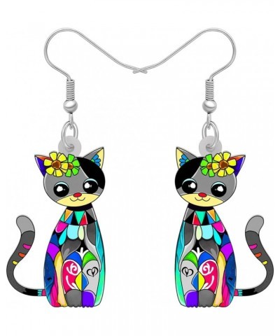 Acrylic Drop Dangle Sweet Cat Earrings Jewelry For Women Girls Kids Gift Charms accessories Gray $7.53 Earrings