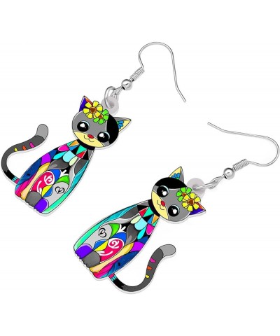 Acrylic Drop Dangle Sweet Cat Earrings Jewelry For Women Girls Kids Gift Charms accessories Gray $7.53 Earrings