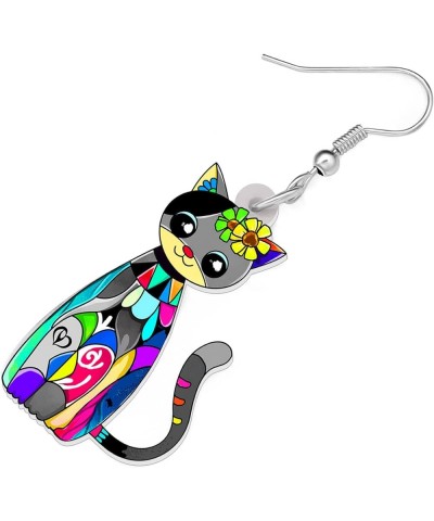 Acrylic Drop Dangle Sweet Cat Earrings Jewelry For Women Girls Kids Gift Charms accessories Gray $7.53 Earrings