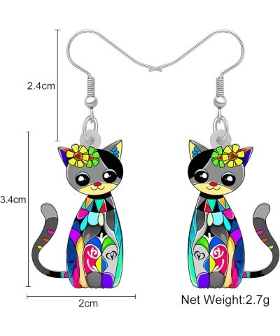 Acrylic Drop Dangle Sweet Cat Earrings Jewelry For Women Girls Kids Gift Charms accessories Gray $7.53 Earrings