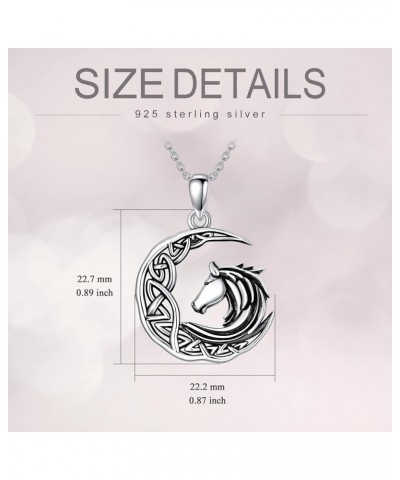 Horseshoe Horse Necklace 925 Sterling Silver Celtic Knot Horse Pendant Lucky Horse Jewelry Gifts for Women Girls… Moon Horse ...