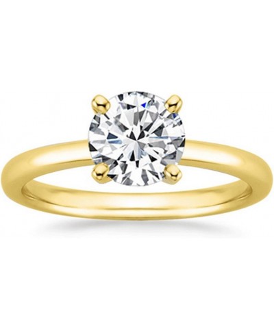 2 to 5 Carat Lab Grown 4 Prong Solitaire Round Cut IGI CERTIFIED Diamond Engagement Ring (E-F Color VS1-VS2 Clarity) 5 Yellow...