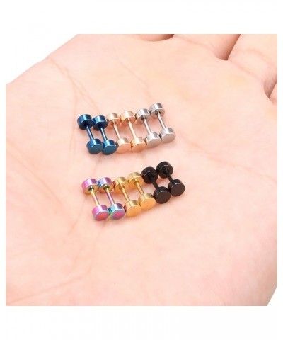 18G Mix Color Stainless Steel Mens Womens Faux Gauges Ear Plugs Tunnel Earrings Stud 3-8mm 6Pairs 6Pairs - 4mm $9.17 Earrings