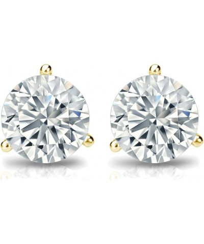 1/4 to 2 Carat Round Diamond Simulant Cubic Zirconia Stud Earrings in 14k Yellow Gold with 3-Prong Martini Screw Back 0.4 car...