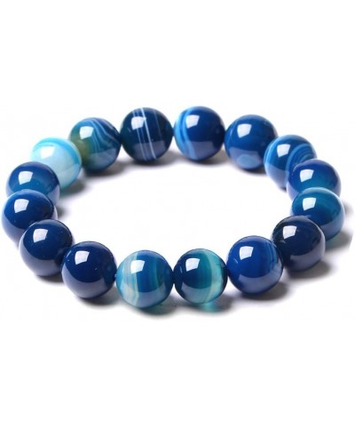 Natural Healing Power Rarely Seen Blue Sardonyx Agate Crystal Bracelet Prayer Beads Elastic 8mm/6.1 inch $14.58 Bracelets