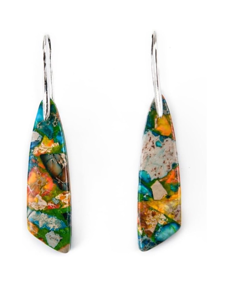 Imperial Jasper Stone Drop Earrings for Women Geometry Leaf Shape Waterdrop Jewelry Type16 $8.31 Earrings