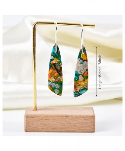 Imperial Jasper Stone Drop Earrings for Women Geometry Leaf Shape Waterdrop Jewelry Type16 $8.31 Earrings