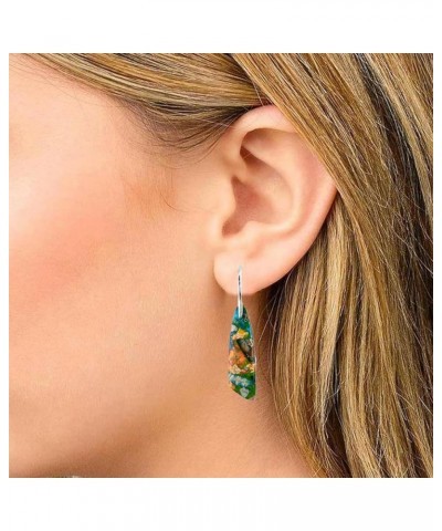 Imperial Jasper Stone Drop Earrings for Women Geometry Leaf Shape Waterdrop Jewelry Type16 $8.31 Earrings