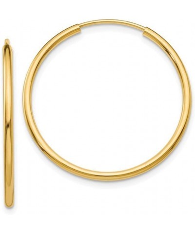 14K Yellow Gold Continuous Endless Hoop Earrings, (1.5mm Tube) 28mm $39.98 Earrings