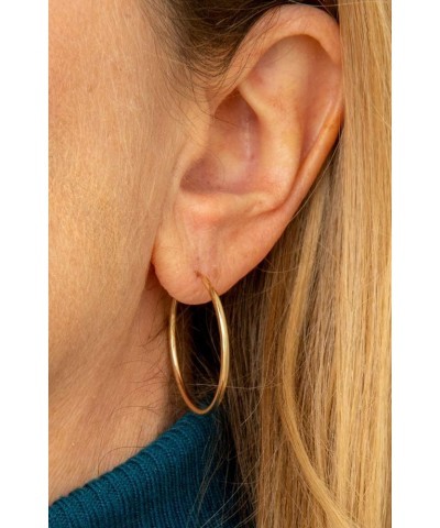 14K Yellow Gold Continuous Endless Hoop Earrings, (1.5mm Tube) 28mm $39.98 Earrings