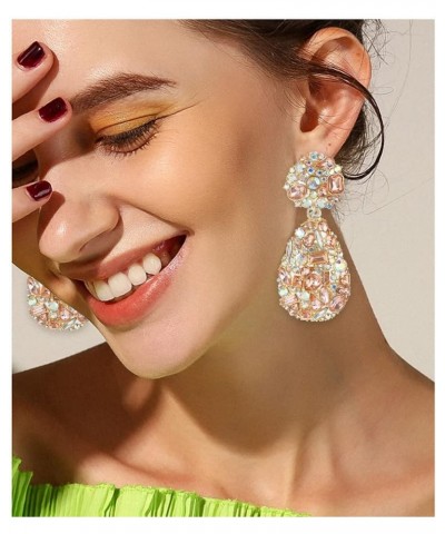 9 Colors Rhinestone Statement Earrings Big Teardrop Costume Earrings Formal Crystal Chandelier Drop Dangle Earrings for Women...