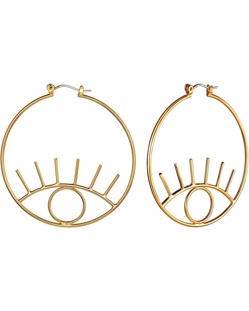 Gold Eye Earrings for Women 18K Gold Plated Dangle Abstract Evil Eye Hoop Earrings $10.11 Earrings