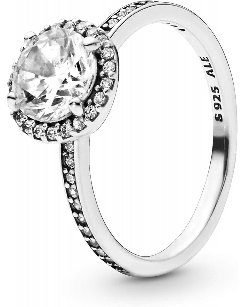 Jewelry Round Sparkle Halo Cubic Zirconia Ring in Sterling Silver, With Gift Box $38.00 Rings