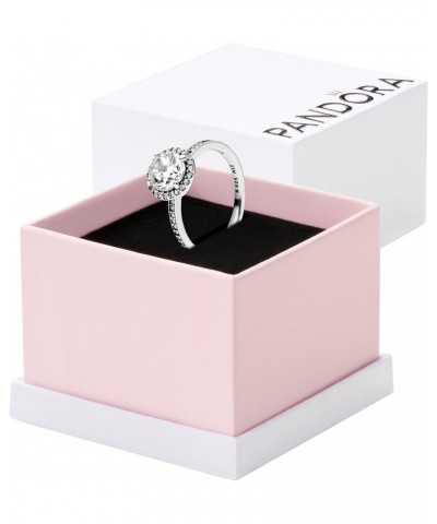 Jewelry Round Sparkle Halo Cubic Zirconia Ring in Sterling Silver, With Gift Box $38.00 Rings