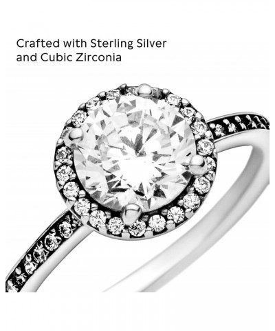 Jewelry Round Sparkle Halo Cubic Zirconia Ring in Sterling Silver, With Gift Box $38.00 Rings