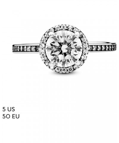 Jewelry Round Sparkle Halo Cubic Zirconia Ring in Sterling Silver, With Gift Box $38.00 Rings